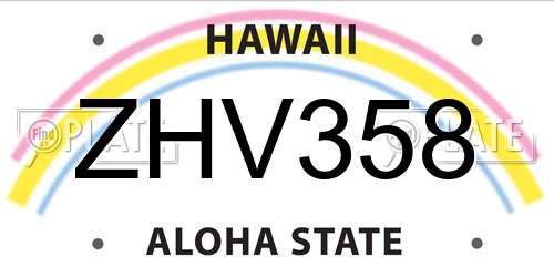 ZHV358 Hawaii License Plate