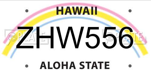 ZHW556 Hawaii License Plate