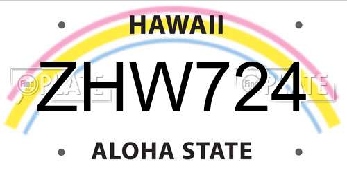 ZHW724 Hawaii License Plate