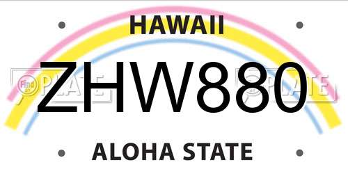 ZHW880 Hawaii License Plate