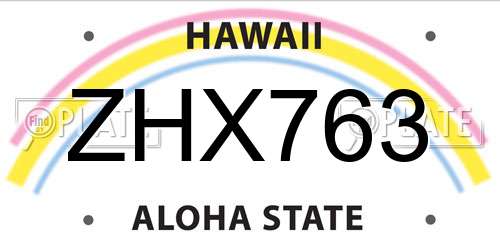 ZHX763 Hawaii License Plate