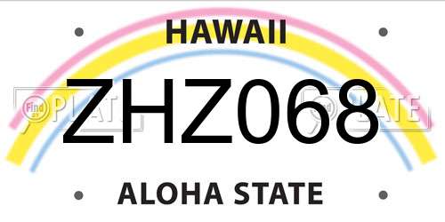 ZHZ068 Hawaii License Plate