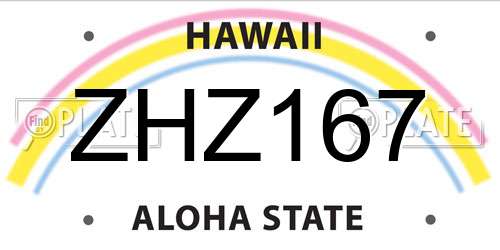ZHZ167 Hawaii License Plate