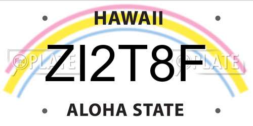 ZI2T8F Hawaii License Plate