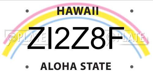 ZI2Z8F Hawaii License Plate