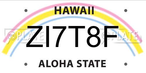 ZI7T8F Hawaii License Plate