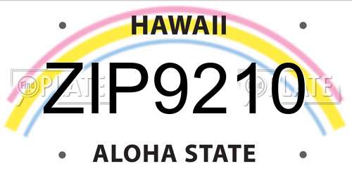 ZIP9210 Hawaii License Plate