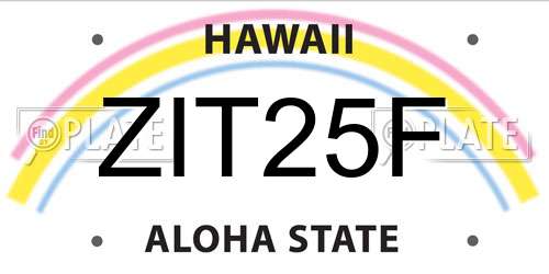 ZIT25F Hawaii License Plate