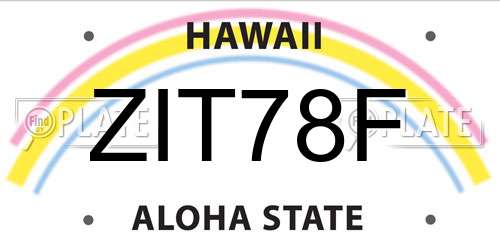 ZIT78F Hawaii License Plate