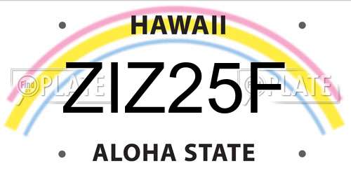 ZIZ25F Hawaii License Plate