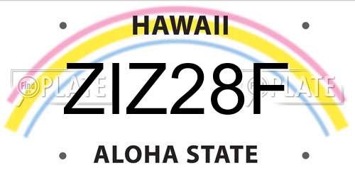 ZIZ28F Hawaii License Plate