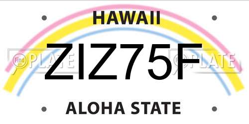 ZIZ75F Hawaii License Plate