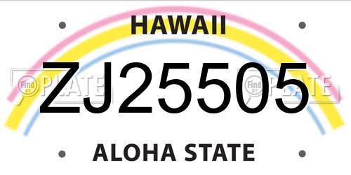 ZJ25505 Hawaii License Plate