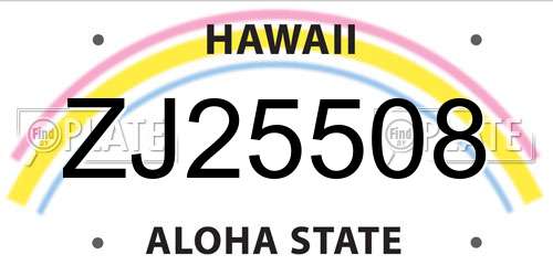 ZJ25508 Hawaii License Plate