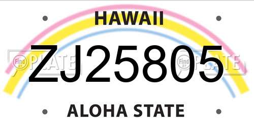 ZJ25805 Hawaii License Plate