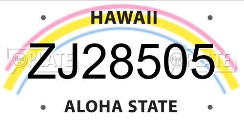 ZJ28505 Hawaii License Plate