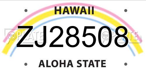 ZJ28508 Hawaii License Plate
