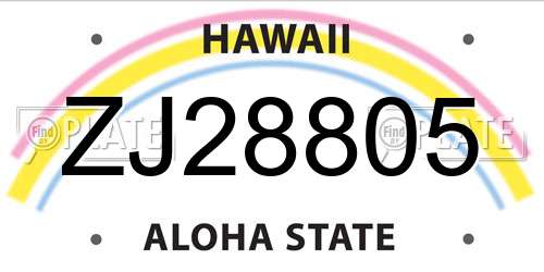 ZJ28805 Hawaii License Plate