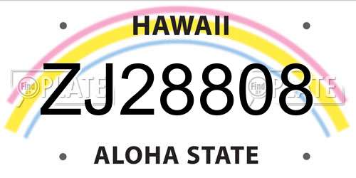 ZJ28808 Hawaii License Plate