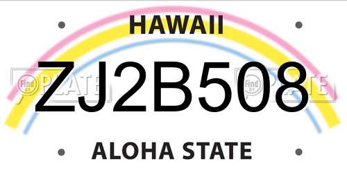 ZJ2B508 Hawaii License Plate