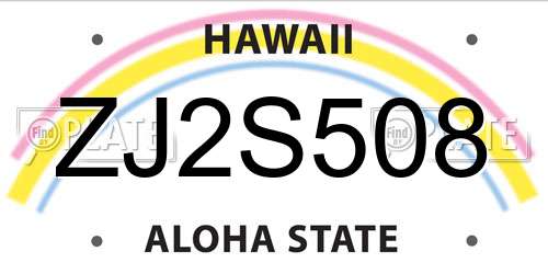 ZJ2S508 Hawaii License Plate