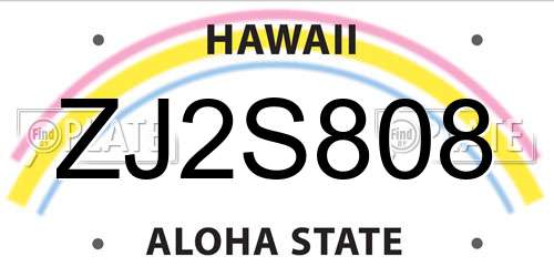 ZJ2S808 Hawaii License Plate