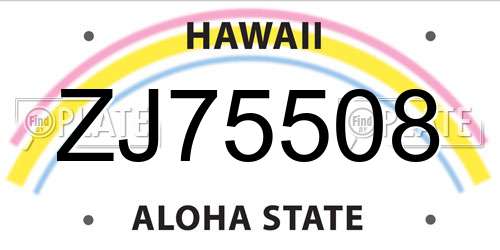 ZJ75508 Hawaii License Plate