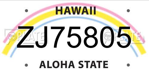 ZJ75805 Hawaii License Plate