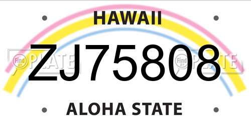 ZJ75808 Hawaii License Plate