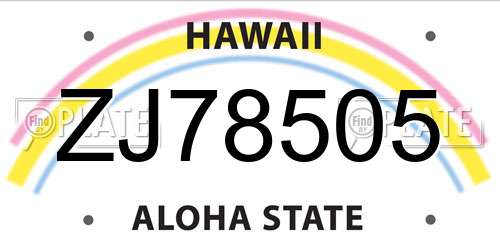 ZJ78505 Hawaii License Plate