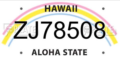 ZJ78508 Hawaii License Plate