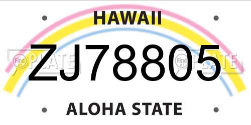 ZJ78805 Hawaii License Plate