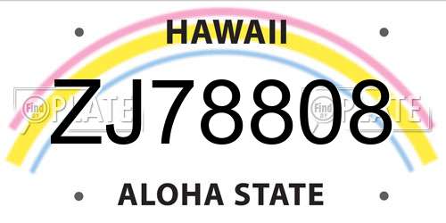 ZJ78808 Hawaii License Plate