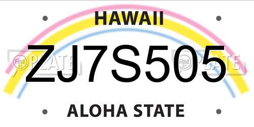 ZJ7S505 Hawaii License Plate