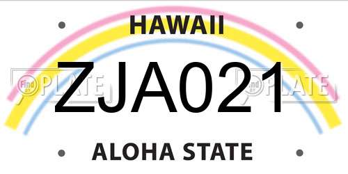 ZJA021 Hawaii License Plate