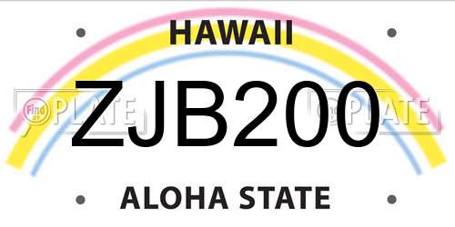 ZJB200 Hawaii License Plate