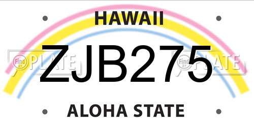 ZJB275 Hawaii License Plate