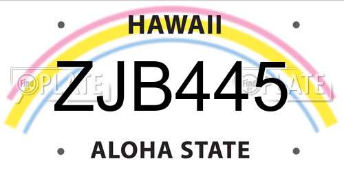 ZJB445 Hawaii License Plate