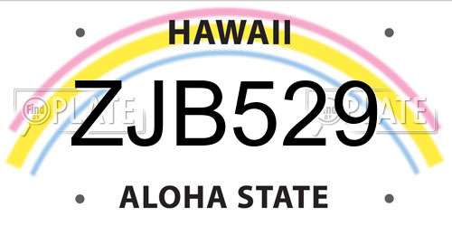 ZJB529 Hawaii License Plate