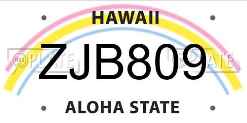 ZJB809 Hawaii License Plate