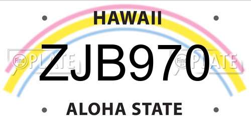 ZJB970 Hawaii License Plate