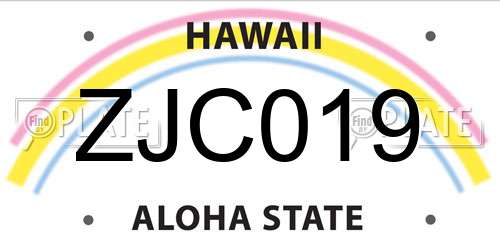 ZJC019 Hawaii License Plate
