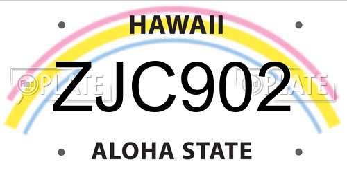 ZJC902 Hawaii License Plate