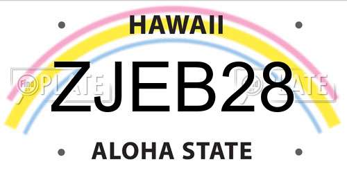 ZJEB28 Hawaii License Plate