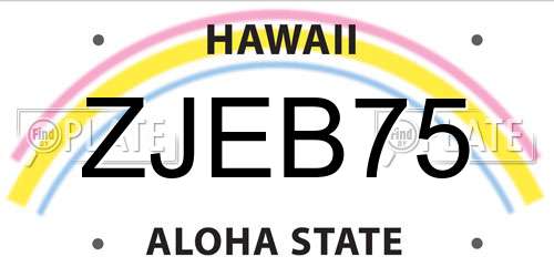 ZJEB75 Hawaii License Plate