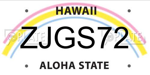 ZJGS72 Hawaii License Plate