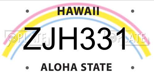 ZJH331 Hawaii License Plate