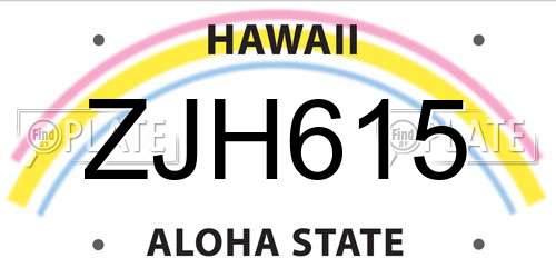 ZJH615 Hawaii License Plate