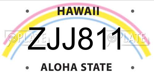 ZJJ811 Hawaii License Plate