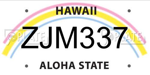 ZJM337 Hawaii License Plate